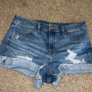 Blue Ripped Jean Shorts